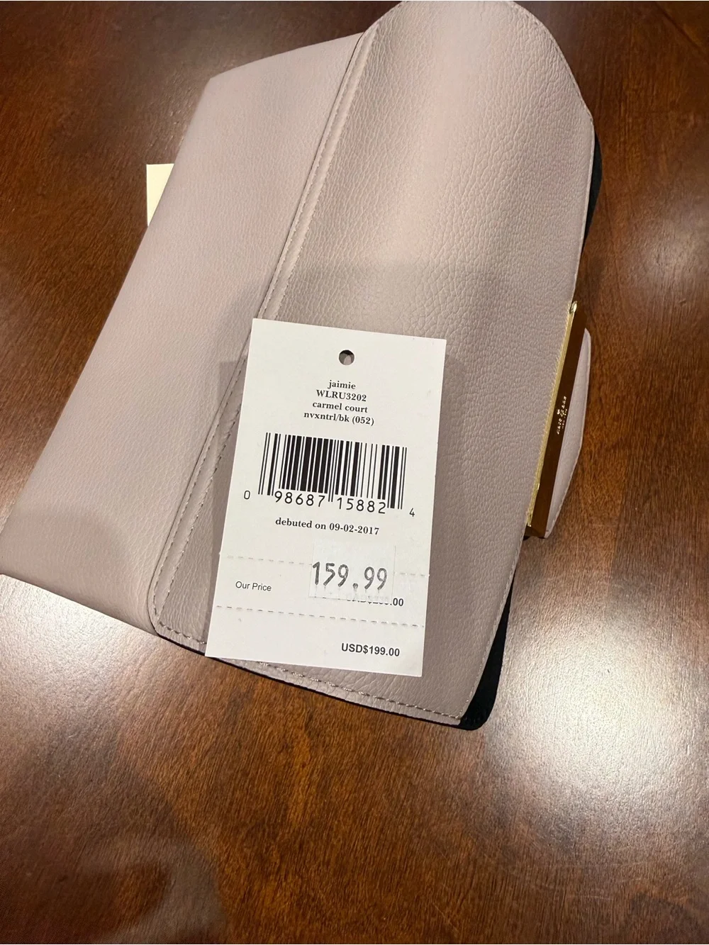 kate spade Lilac and Black Leather Envelope Wristlet with Gold Accent